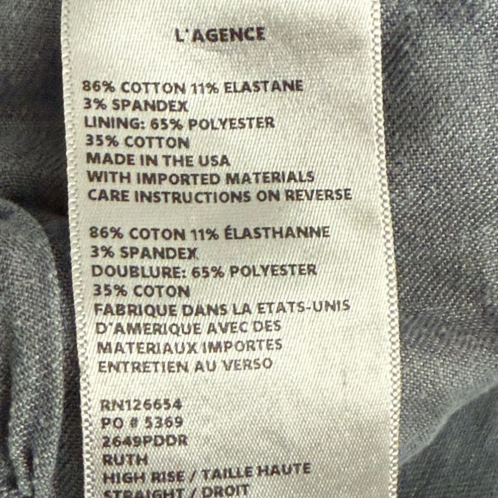 L'AGENCE TALL Gray Straight Leg Women's Jeans - Picture 6 of 6